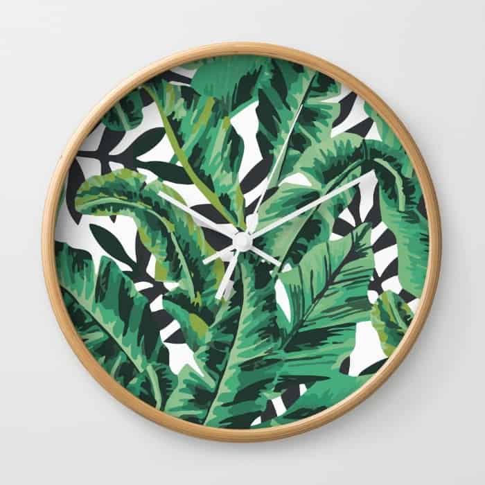 Palm Leaf Print Clock