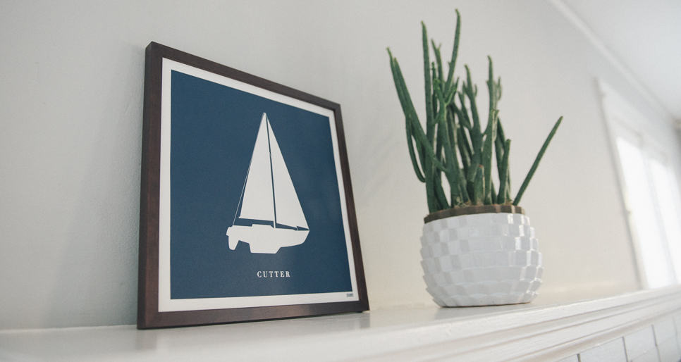 Modern coast and surf prints | Sailboat print | Orange & Park