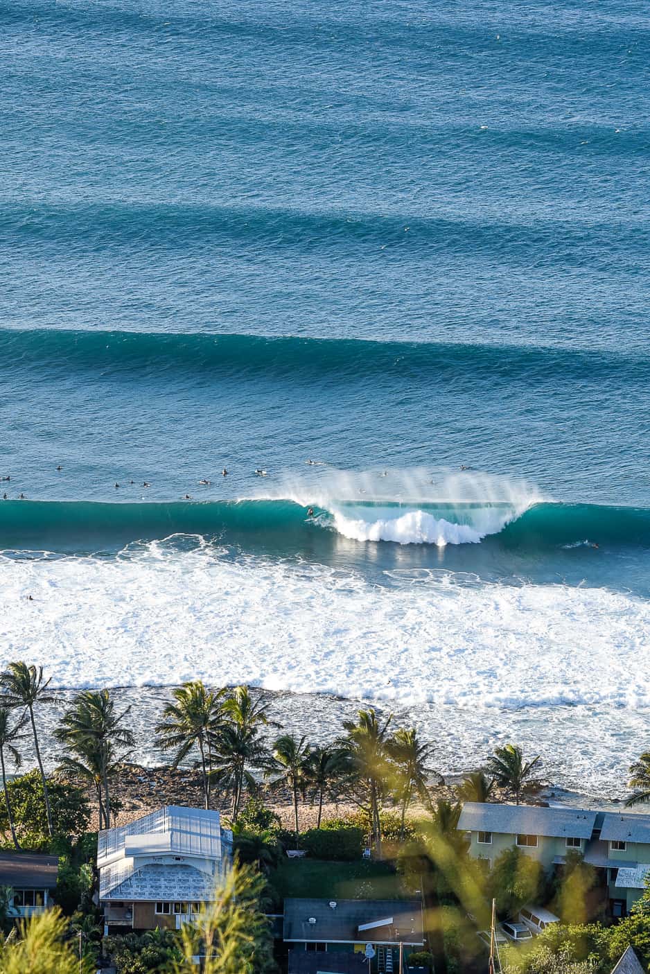 North Shore Oahu surf from the pillbox lookout