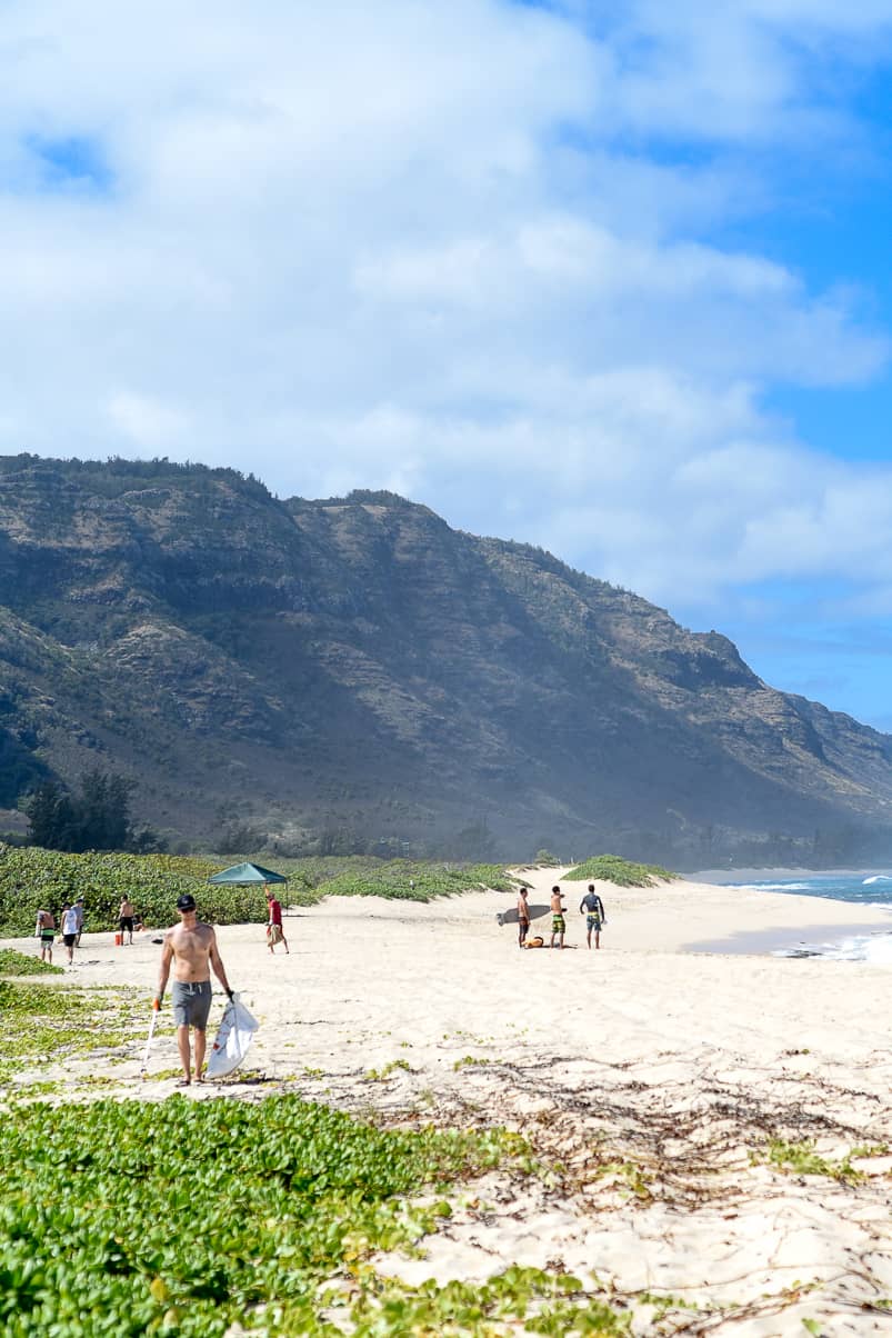 Surfrider beach clean up Haleiwa Hawaii