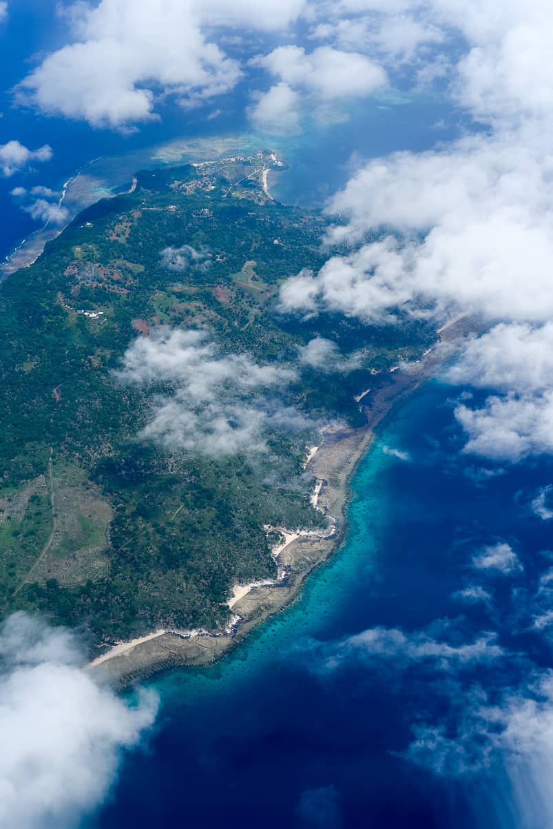 fiji flight islands from airplane