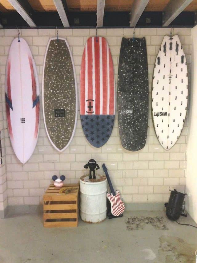 Surfboard ceiling online storage