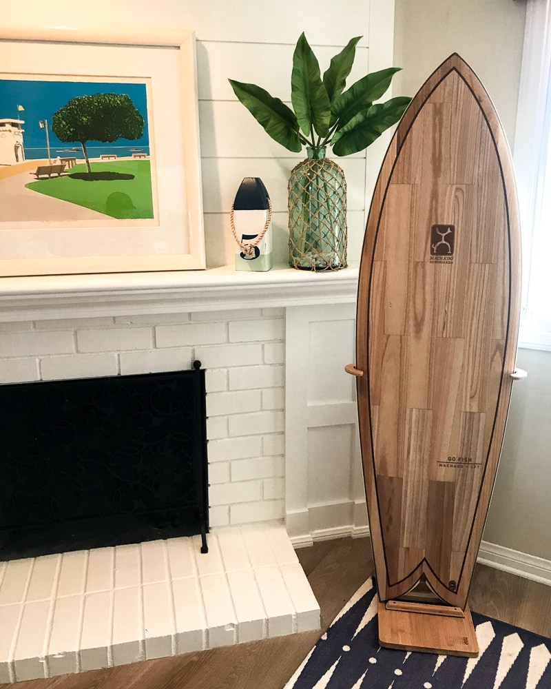 Surfboard store on wall