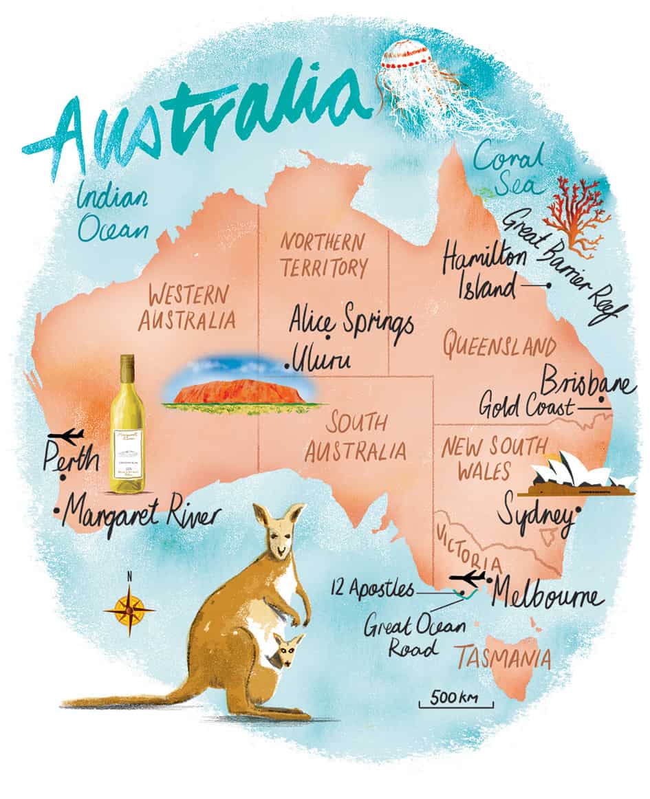 Australia Illustrated Map Jessopart 