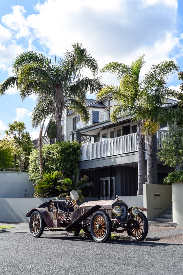 auckland new zealand classic car in front of house