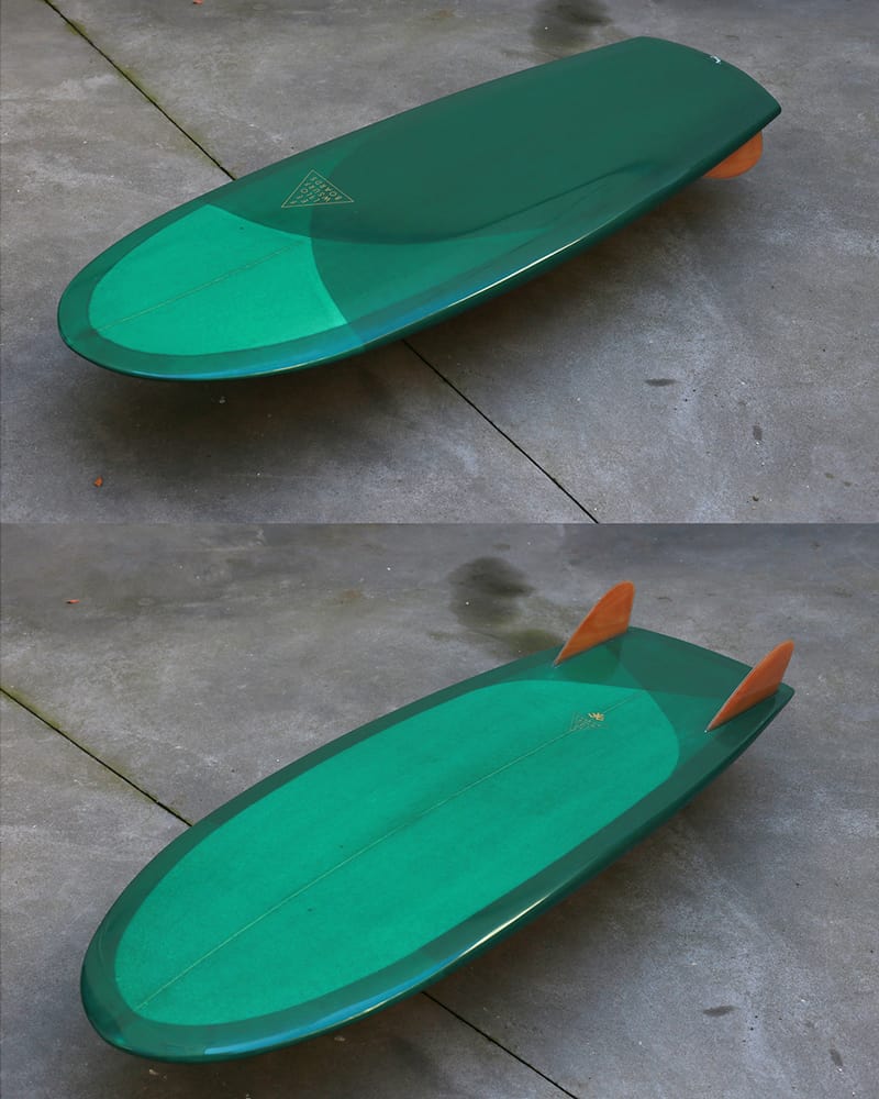 surfboard green keel twin fin feel flows portugal