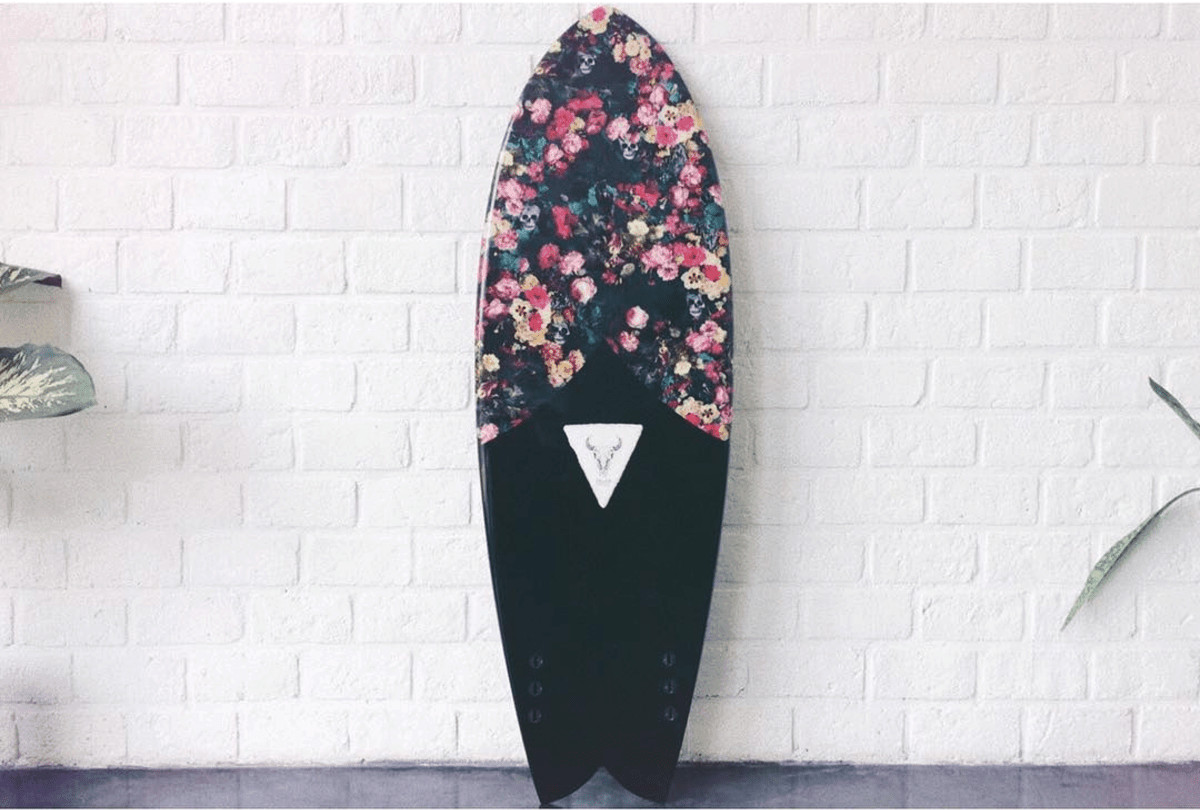 surfboard floral print shortboard folklore