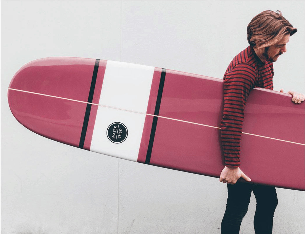 watershed surfboard pink longboard