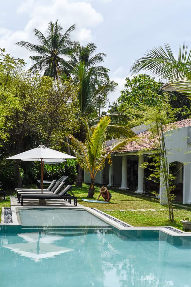 view of pool surf and yoga retreat sri lanka