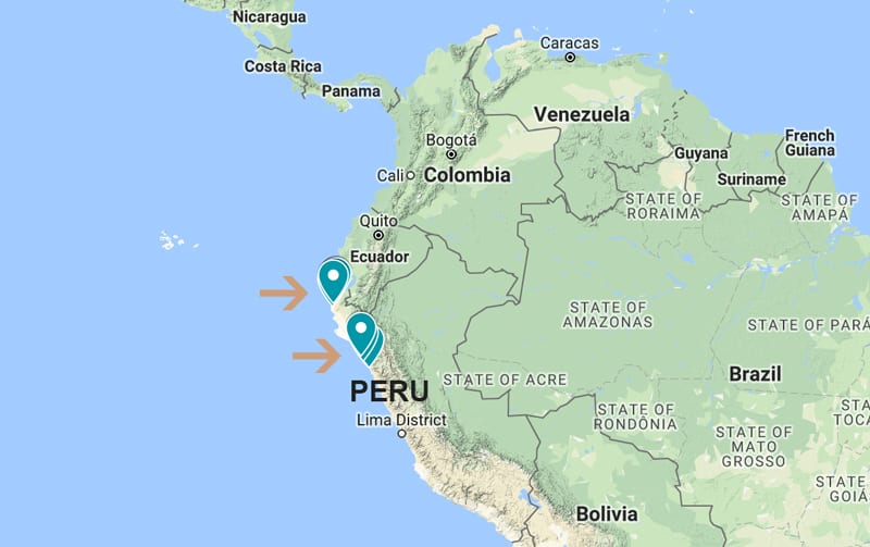 SURFING IN PERU map