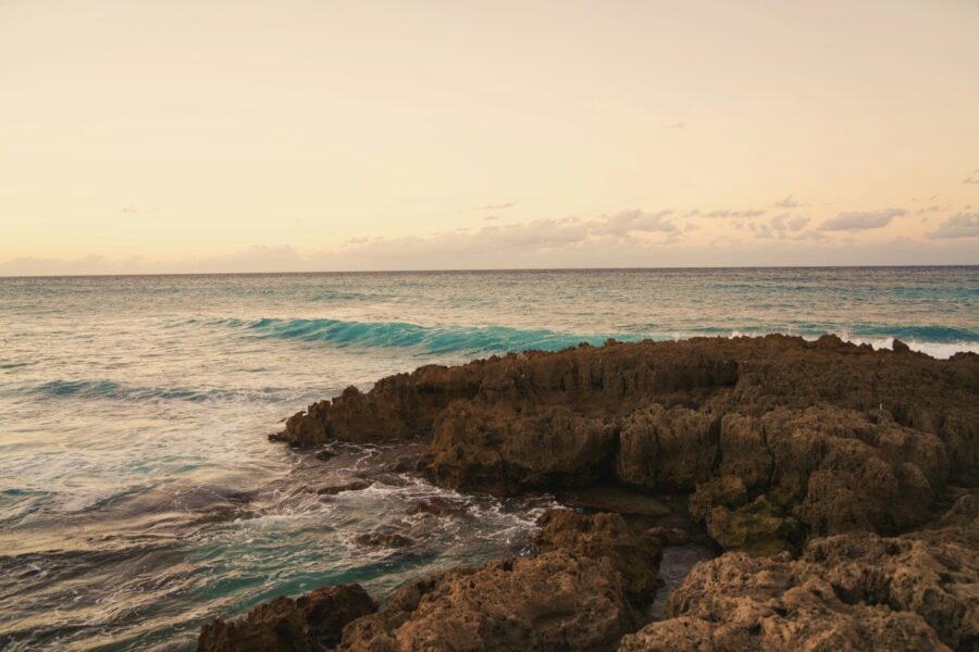 rocky coastline at sunset in puerto rico