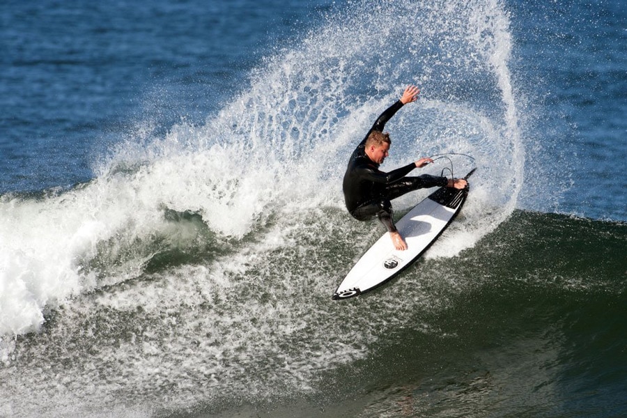 degree 33 team rider surfing a shortboard surfboard