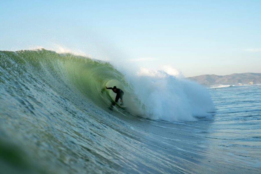 surfer barreled at ocean beach san francisco
