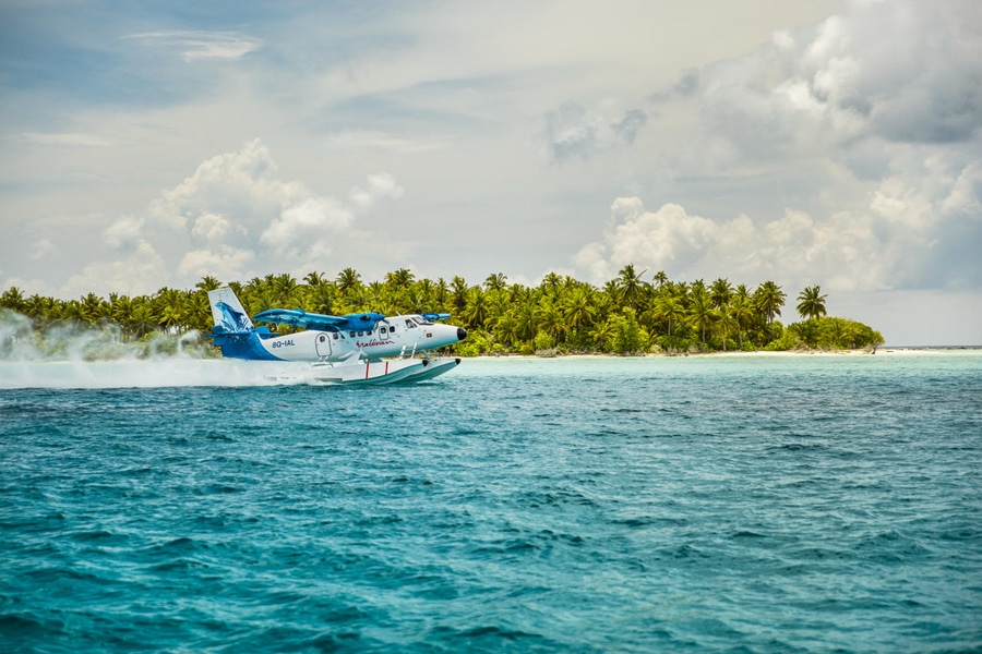 surfing maldives seaplane