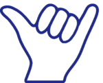 blue shaka hand icon