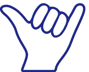 blue shaka hand icon
