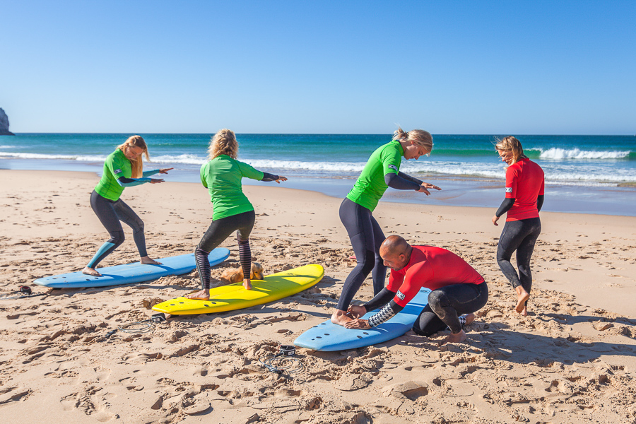 beginner surfers learning how to surf