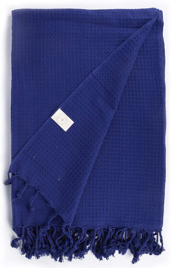 oversized Turkish beach towel in dark blue