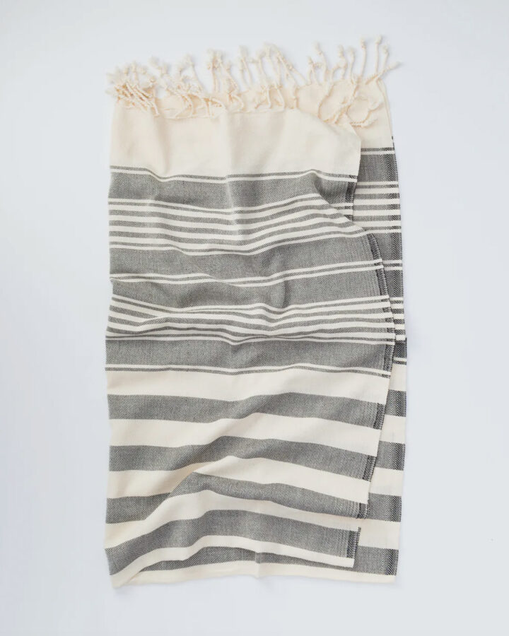 Turkish beach towel with gray stripes