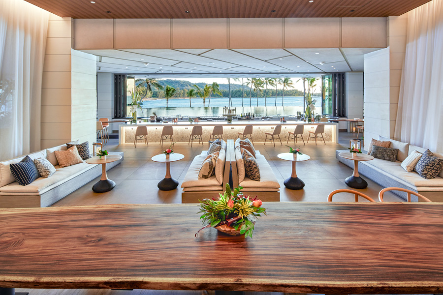 Oceanfront room at Bar and lobby at Turtle Bay Resort, an Oahu luxury resort