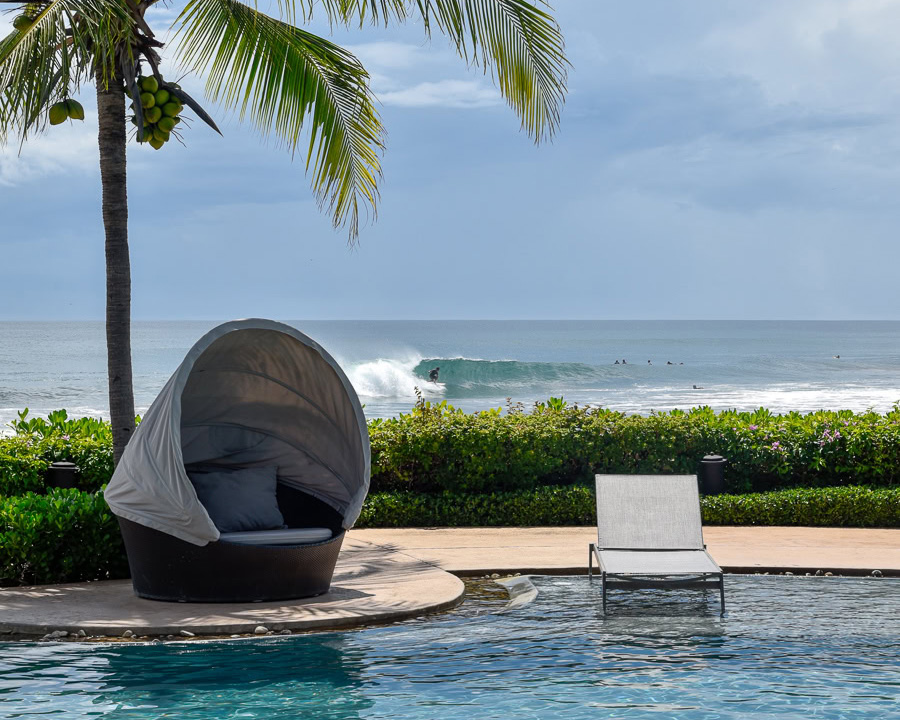 nicaragua surf trip oceanfront pool with view of surf